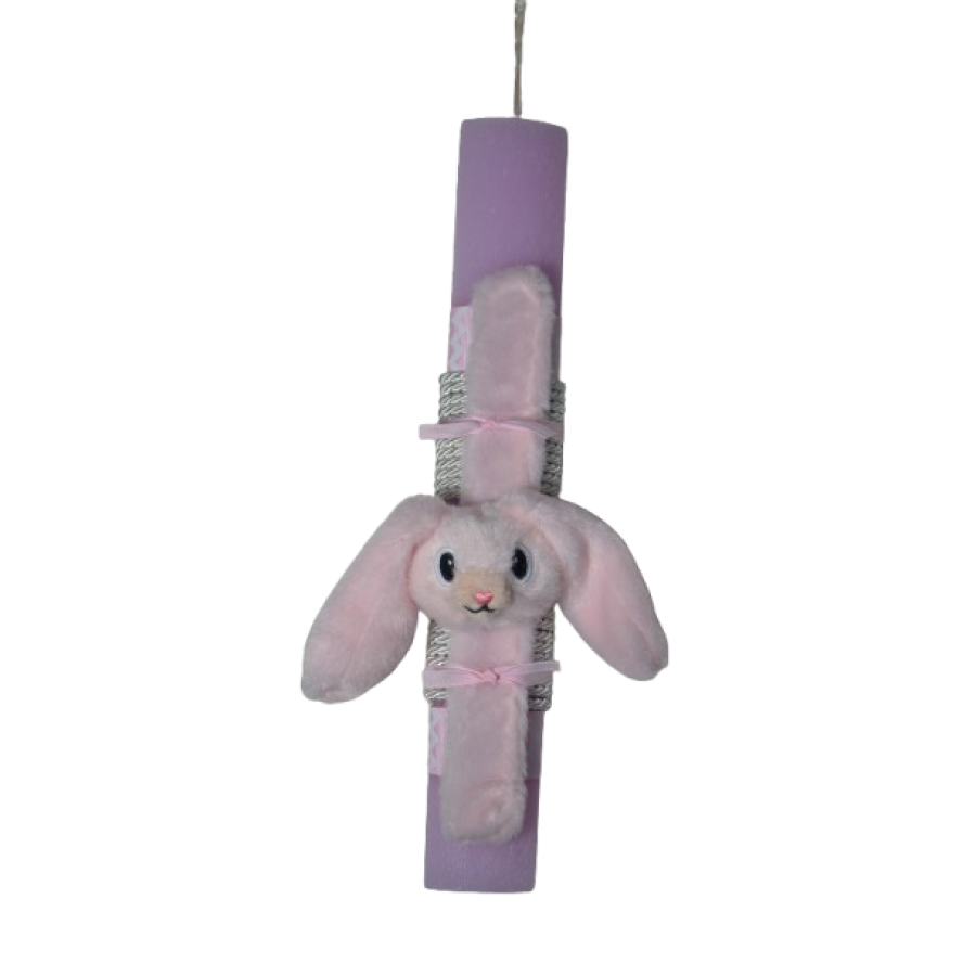 Χειροποίητη Αρωματική Λαμπάδα Με βραχιόλι Λούτρινο Κουνέλι Ροζ (2026078)