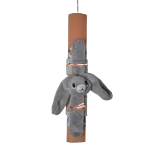 Χειροποίητη Αρωματική Λαμπάδα Με βραχιόλι Λούτρινο Κουνέλι Γκρι (2026082)