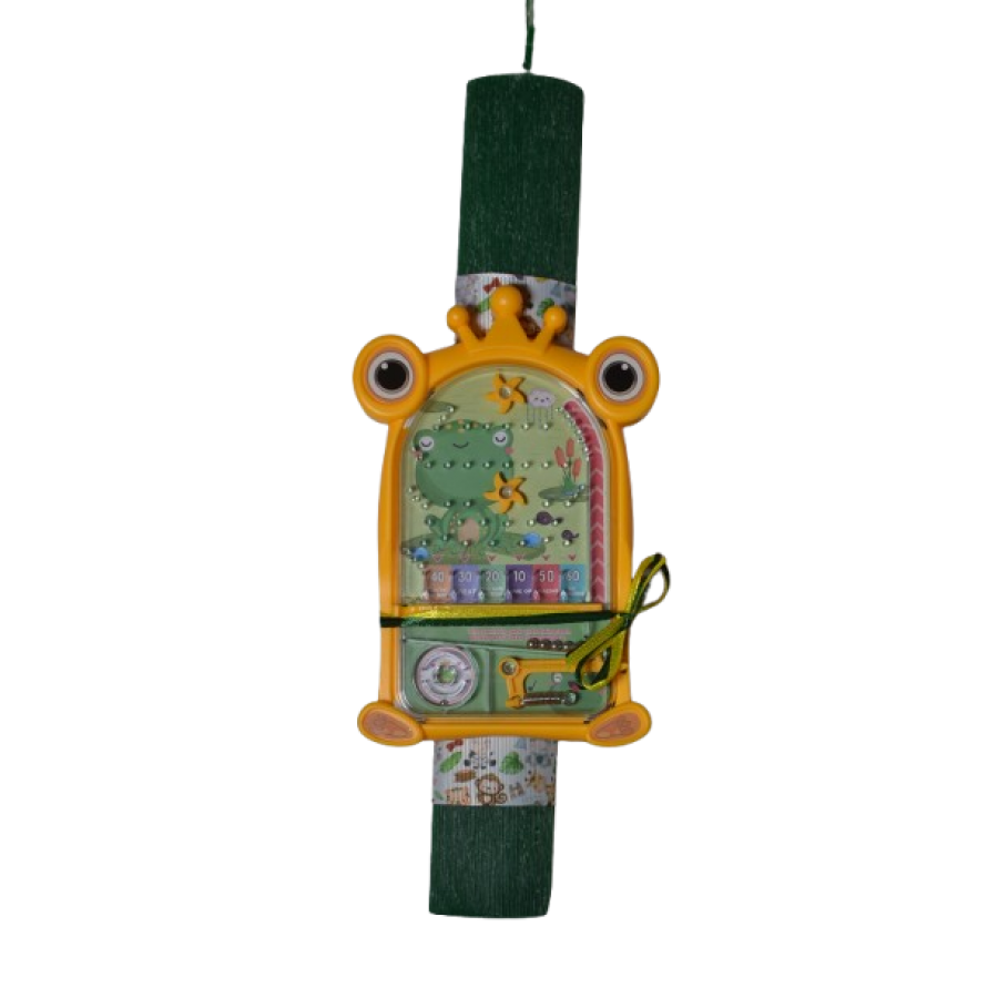 Χειροποίητη Λαμπάδα με Εκπαιδευτικό Φλιπεράκι βάτραχος Κίτρινο (2026098)