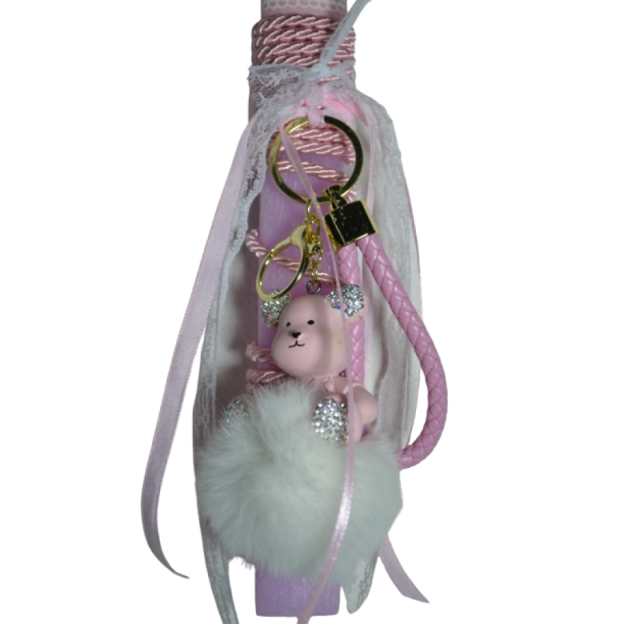 Χειροποίητη Αρωματική Λαμπάδα Με Μπρελόκ με Χνουδωτό Bear (2026108)