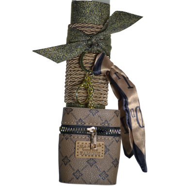 Χειροποίητη Αρωματική Λαμπάδα Με Μπρελόκ πορτοφολάκι Brown (2026111)