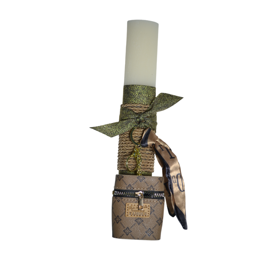 Χειροποίητη Αρωματική Λαμπάδα Με Μπρελόκ πορτοφολάκι Brown (2026111)