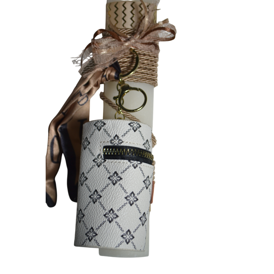 Χειροποίητη Αρωματική Λαμπάδα Με Μπρελόκ Στρογγυλό πορτοφολάκι Grey Famous (2026113)