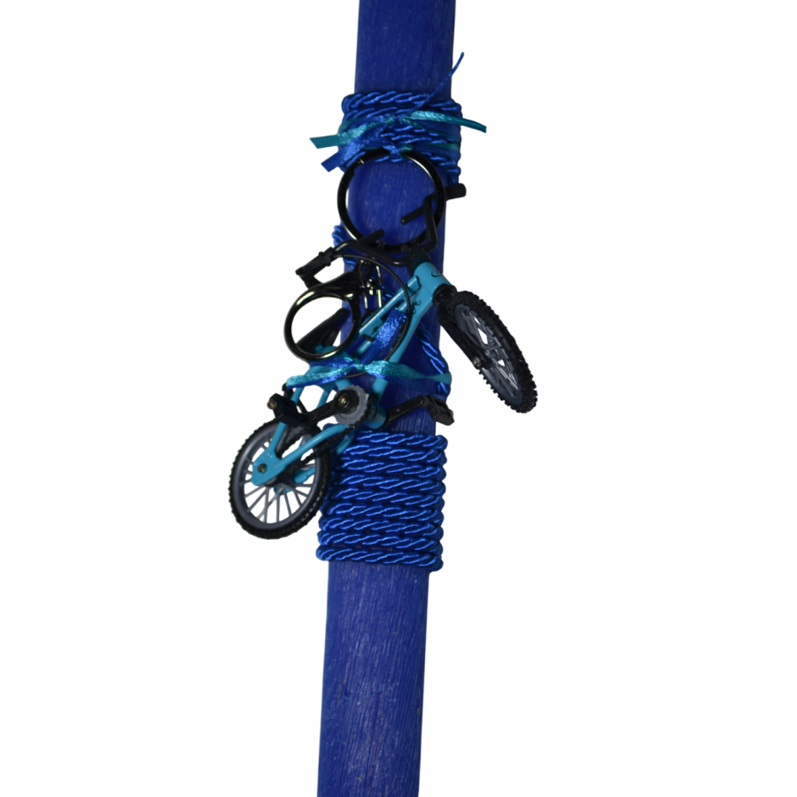 Χειροποίητη Αρωματική Λαμπάδα με Μπρελόκ Μπλε Ποδήλατο (2026120)