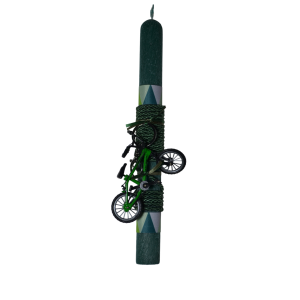 Χειροποίητη Αρωματική Λαμπάδα με Μπρελόκ Πράσινο Ποδήλατο (2026121)