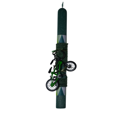 Χειροποίητη Αρωματική Λαμπάδα με Μπρελόκ Πράσινο Ποδήλατο (2026121)