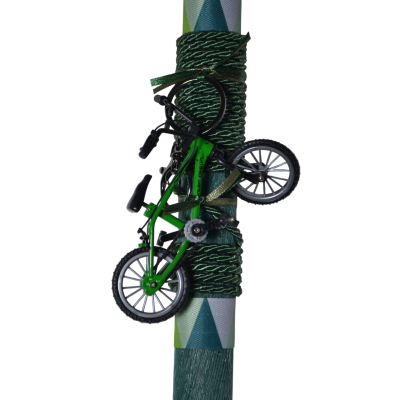 Χειροποίητη Αρωματική Λαμπάδα με Μπρελόκ Πράσινο Ποδήλατο (2026121)