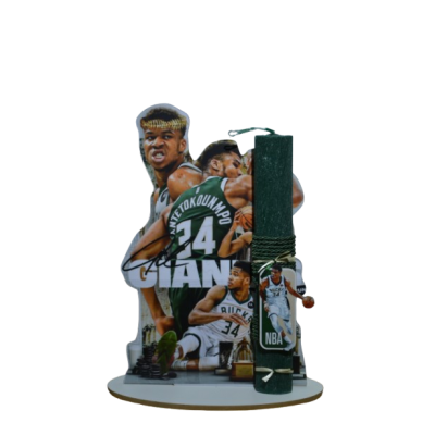 Χειροποίητη Αρωματική Λαμπάδα Με τον Gianni σε ξύλινη Διακοσμητική Βάση (2026146)