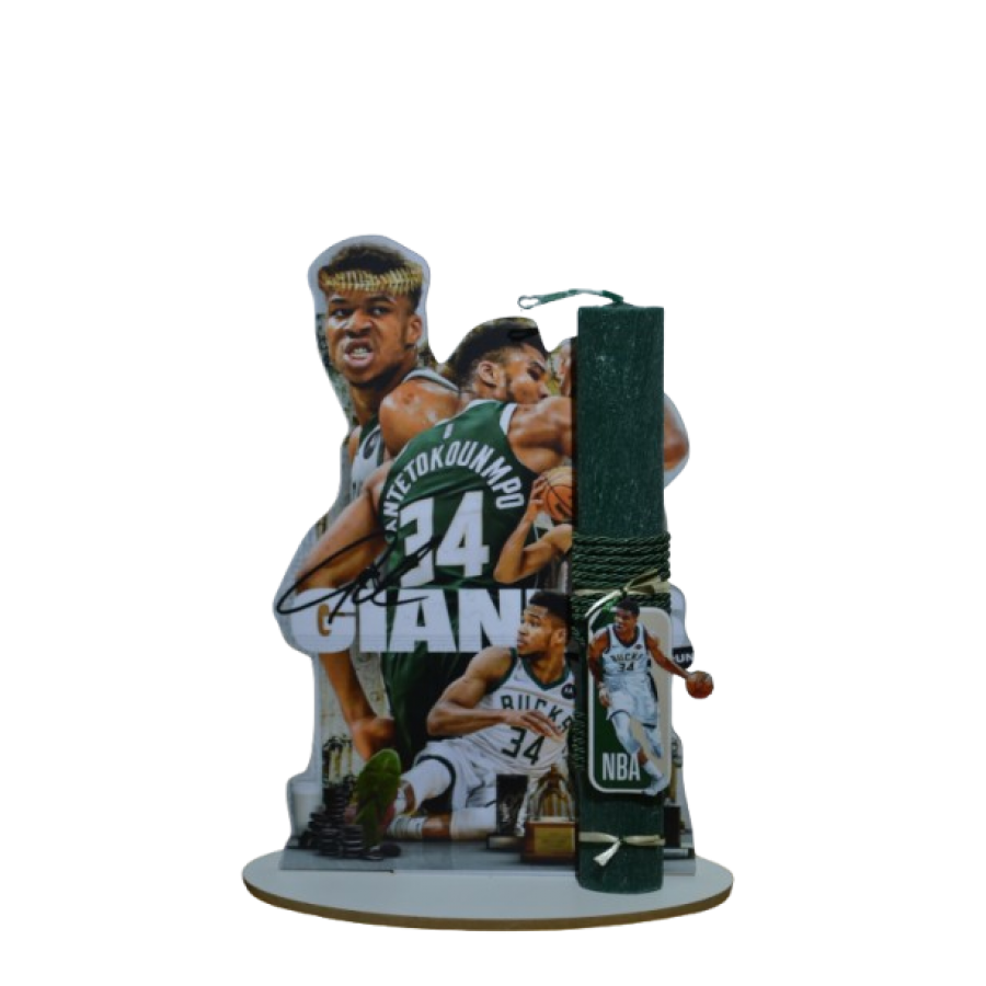 Χειροποίητη Αρωματική Λαμπάδα Με τον Gianni σε ξύλινη Διακοσμητική Βάση (2026146)