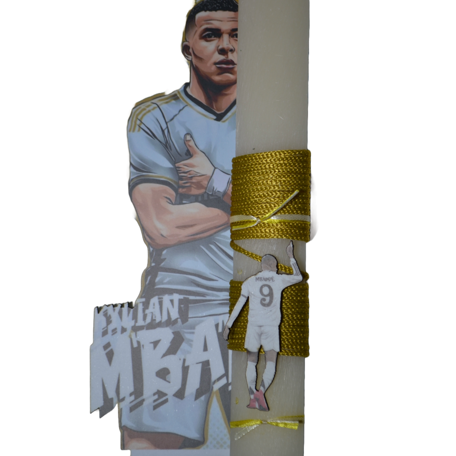 Χειροποίητη Αρωματική Λαμπάδα Με τον Mbappe σε ξύλινη Διακοσμητική Βάση (2026149) Χειροποίητη Αρωματική Λαμπάδα Με τον Mbappe σε ξύλινη Διακοσμητική Βάση (2026149)