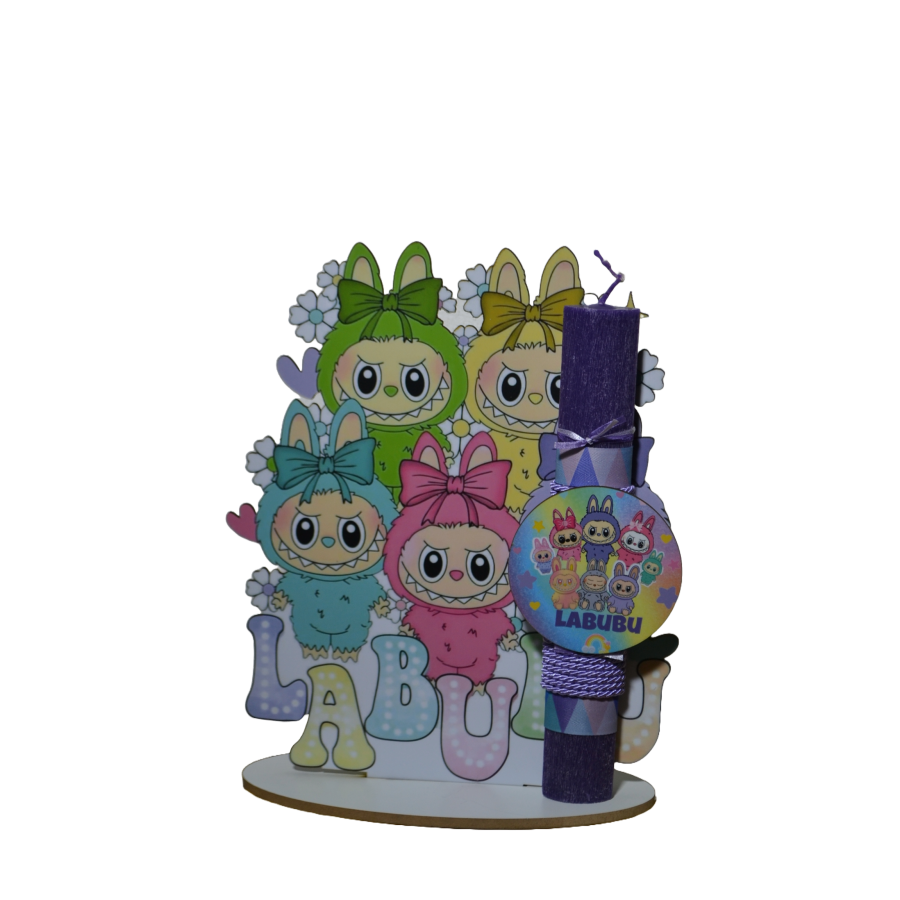 Χειροποίητη Αρωματική Λαμπάδα Με την onikuma οικογένεια σε ξύλινη Διακοσμητική Βάση (2026152)