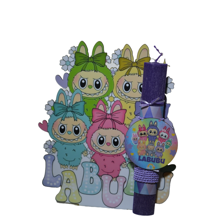 Χειροποίητη Αρωματική Λαμπάδα Με την onikuma οικογένεια σε ξύλινη Διακοσμητική Βάση (2026152)