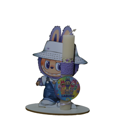 Χειροποίητη Αρωματική Λαμπάδα Με την onikuma  σε ξύλινη Διακοσμητική Βάση (2026153)