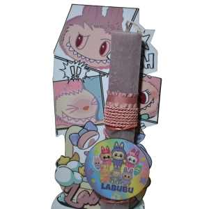 Χειροποίητη Αρωματική Λαμπάδα Με την onikuma ροζ  σε ξύλινη Διακοσμητική Βάση (2026154)