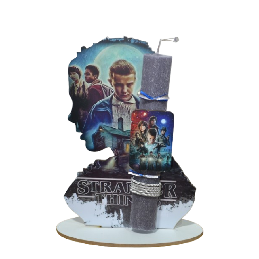 Χειροποίητη Αρωματική Λαμπάδα Με πρόσωπο stranger things σε ξύλινη Διακοσμητική Βάση (2026159) Χειροποίητη Αρωματική Λαμπάδα Με πρόσωπο stranger things σε ξύλινη Διακοσμητική Βάση (2026159)