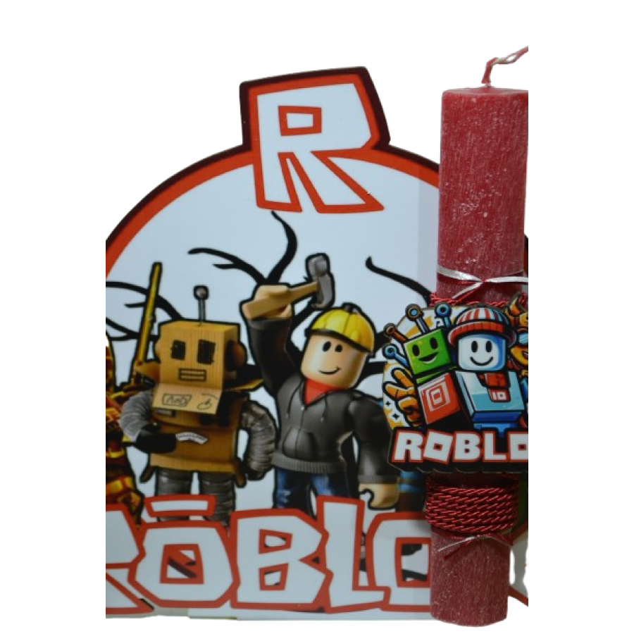 Χειροποίητη Αρωματική Λαμπάδα Με  μορφή κόκκινης ομάδας rob  σε ξύλινη Διακοσμητική Βάση (2026163)