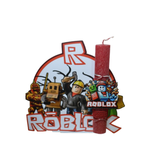 Χειροποίητη Αρωματική Λαμπάδα Με  μορφή κόκκινης ομάδας rob  σε ξύλινη Διακοσμητική Βάση (2026163)