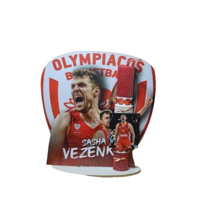 Χειροποίητη Αρωματική Λαμπάδα Με τον κόκκινο  mvp  σε ξύλινη Διακοσμητική Βάση (2026166)