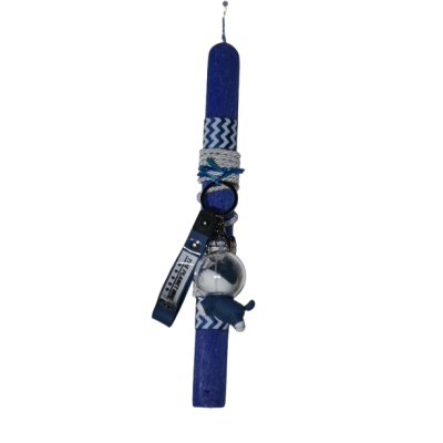 Χειροποίητη Αρωματική Λαμπάδα Με Μπρελόκ Γατούλα Μπλε (2026192)