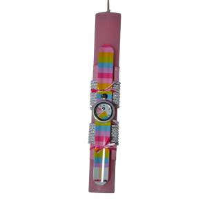 Χειροποίητη Αρωματική Λαμπάδα Με Παιδικό Ρολόι Ροζ (2026221)