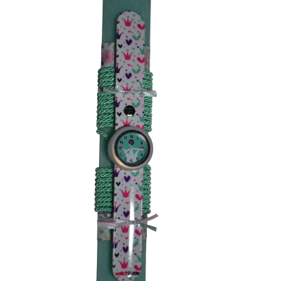 Χειροποίητη Αρωματική Λαμπάδα Με Παιδικό Ρολόι Μέντα (2026225)