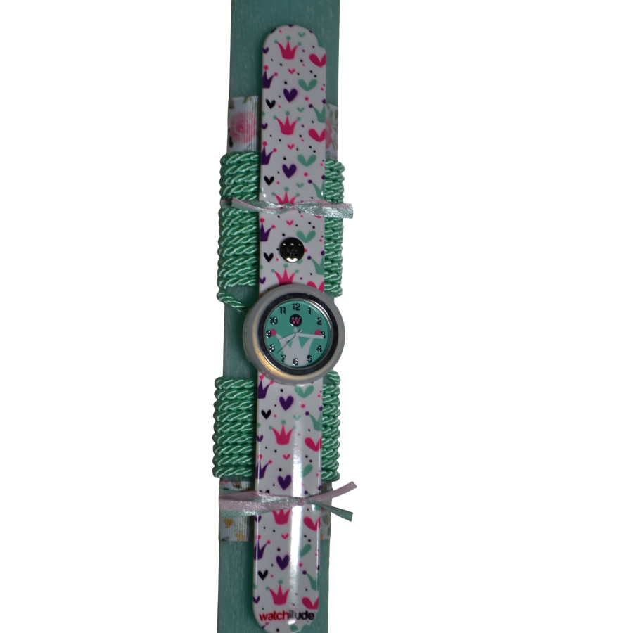 Χειροποίητη Αρωματική Λαμπάδα Με Παιδικό Ρολόι Μέντα (2026225) Χειροποίητη Αρωματική Λαμπάδα Με Παιδικό Ρολόι Μέντα (2026225)