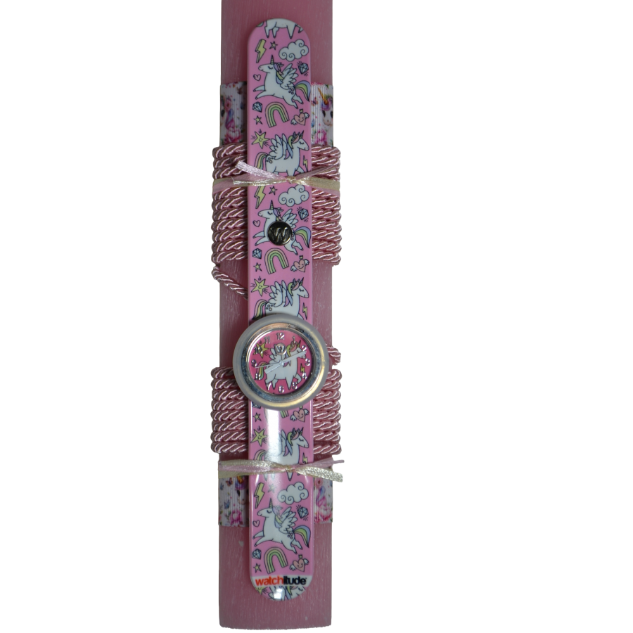 Χειροποίητη Αρωματική Λαμπάδα Με Παιδικό Ρολόι Μονόκερος (2026226) Χειροποίητη Αρωματική Λαμπάδα Με Παιδικό Ρολόι Μονόκερος (2026226)