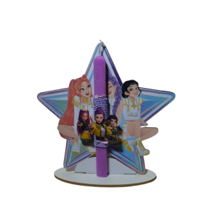 Χειροποίητη Αρωματική Λαμπάδα Με τo Διάσημo Group Huntrix σε Διακοσμητική Βάση (2026244)