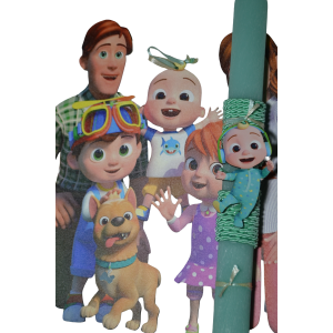 Χειροποίητη Αρωματική Λαμπάδα Με τον Baby Shark σε ξύλινη Διακοσμητική Βάση (2026247)