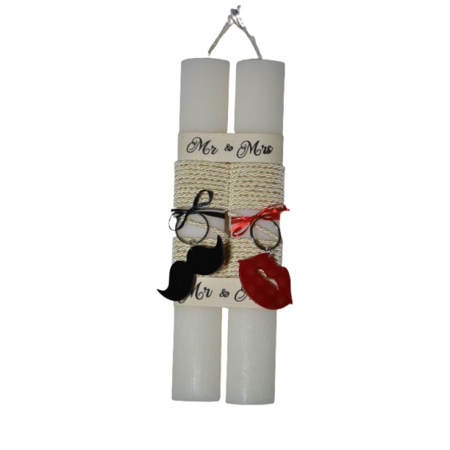 Χειροποίητη Αρωματική Λαμπάδα Για Ζευγάρι με μπρελόκ Μουστάκι και χείλια (2026252) Χειροποίητη Αρωματική Λαμπάδα Για Ζευγάρι με μπρελόκ Μουστάκι και χείλια (2026252)