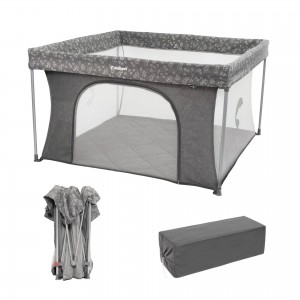 Kidnort Πτυσσόμενο Πάρκο για μωρά ορθογώνιο 126×126 Playzen Grey (KID000078)