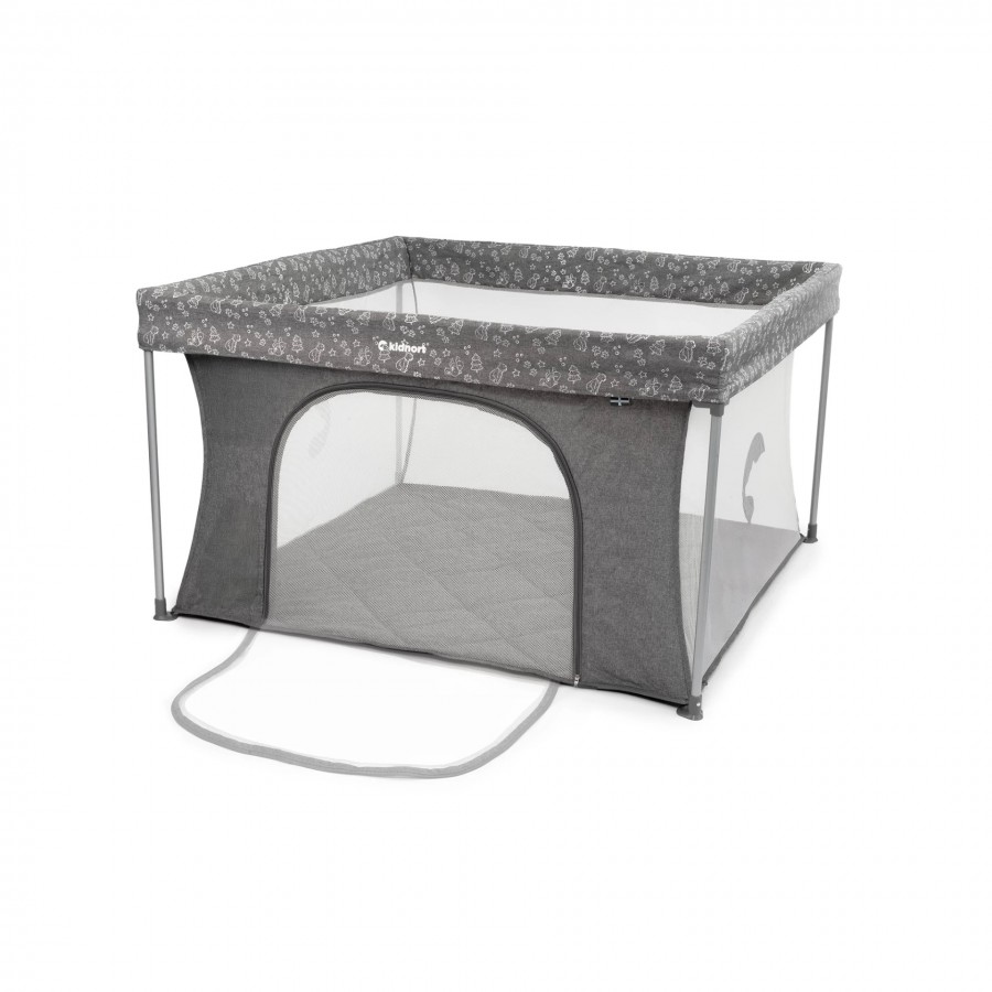 Kidnort Πτυσσόμενο Πάρκο για μωρά ορθογώνιο 126×126 Playzen Grey (KID000078)