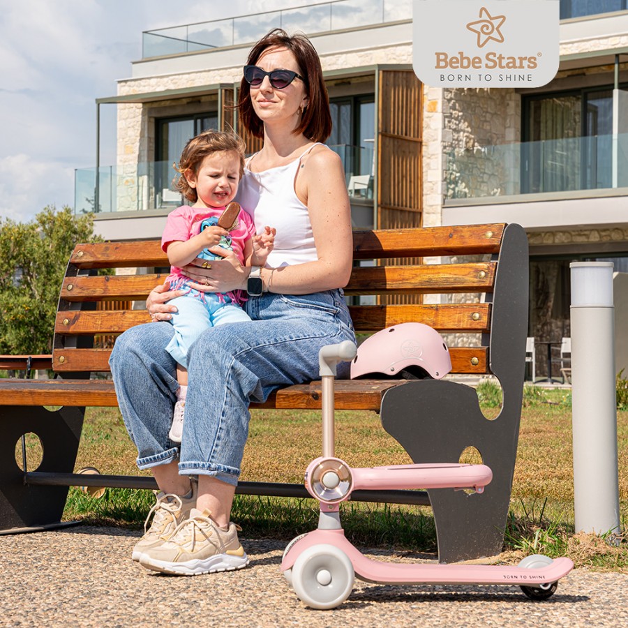 Bebestars Scooter με Λαβή γονέα Xride 3in1 Pink (672-185)