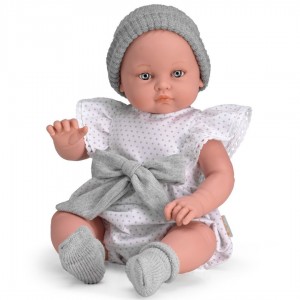 Magic baby Παιδική κούκλα μωρό "Alicia με λευκό φόρεμα και σκούφο"-45εκ. (MB46611)