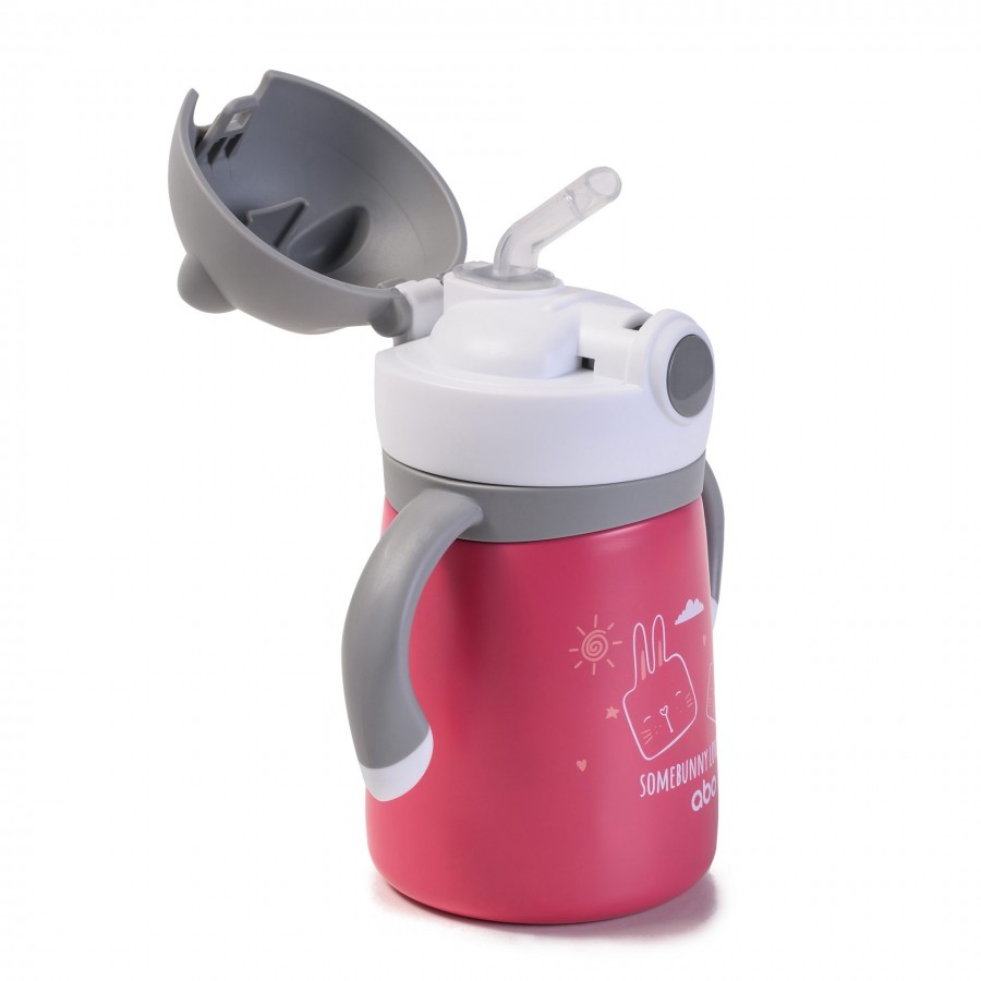 Abo Παγούρι θερμός 300 ml με μαλακό καλαμάκι & λαβές Somebunny Loves you (313403)