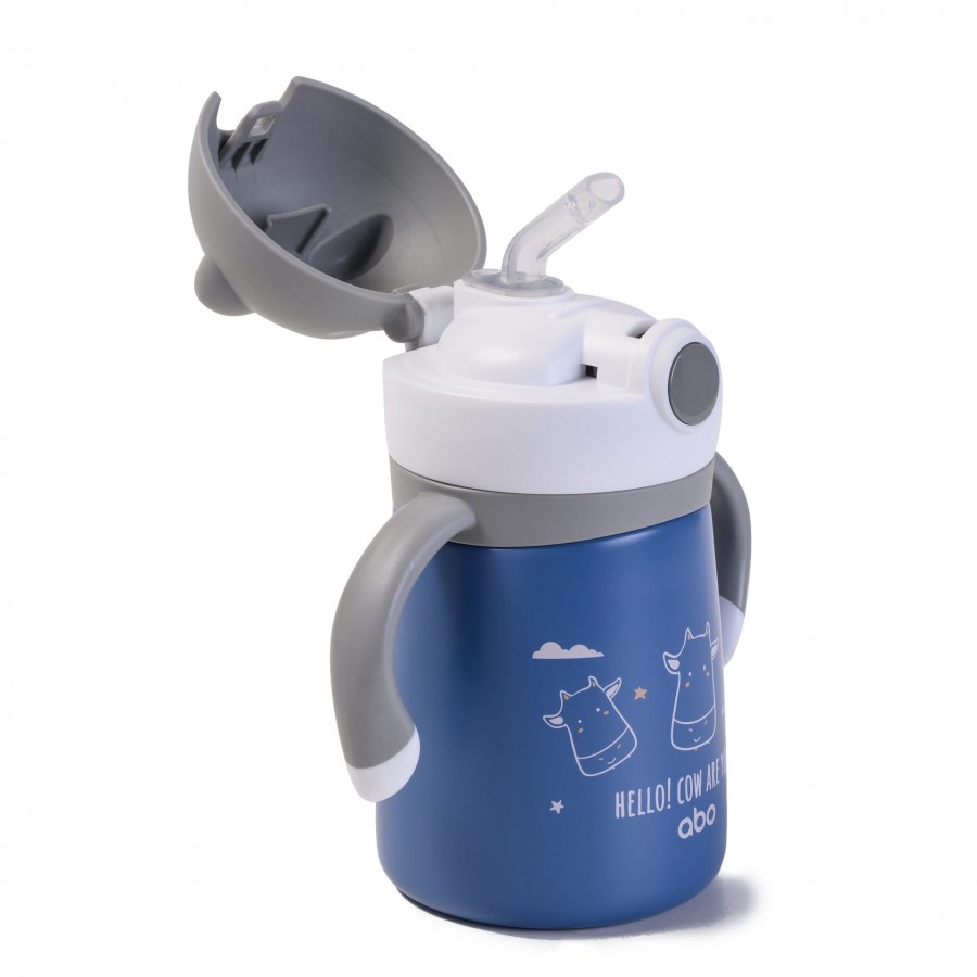 Abo Παγούρι θερμός 300 ml με μαλακό καλαμάκι & λαβές Cow Are You (313405)