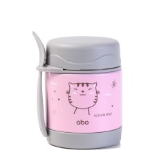 Abo Παιδικό δοχείο φαγητού ισοθερμικό στρογγυλό 300ml με κουταλοπίρουνο you are meow favorite (313601)