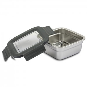 Nava Δοχείο φαγητού ανοξείδωτο ορθογώνιο με πλαστικό καπάκι "Misty" 900ml  (10-002-112) Nava Δοχείο φαγητού ανοξείδωτο ορθογώνιο με πλαστικό καπάκι "Misty" 900ml  (10-002-112)