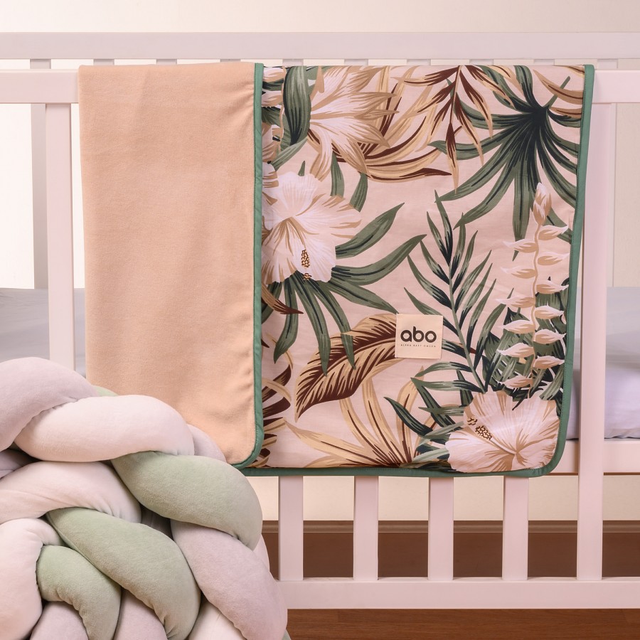 Abo Βελουτέ κουβέρτα αγκαλιάς 90*90 Tropical Leaves (2583-830)
