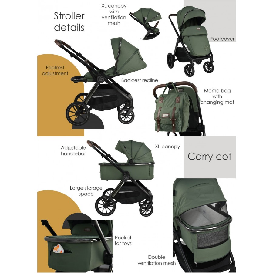 Bebe Stars Πολυκαρότσι Mythos 2σε1 Forest Green ( 345-176)