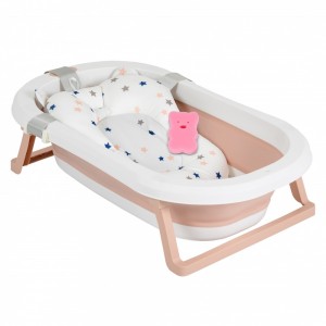 Moni Σετ Μπανιέρα Πτυσσόμενη Με Αντιολισθητικό Μαξιλάρι Palma Pink (3800146272470)