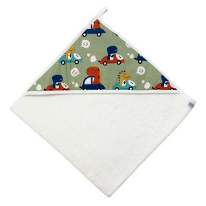 Bunnybebe Βρεφική μπέρτα με κουκούλα (75 X 75)  Dino Πράσινο (886-DINO-ΠΡΑΣΙΝΟ)