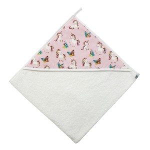 Bunnybebe Βρεφική μπέρτα με κουκούλα (75 X 75)  Unicorn (886-UNICORN-ΡΟΖ)