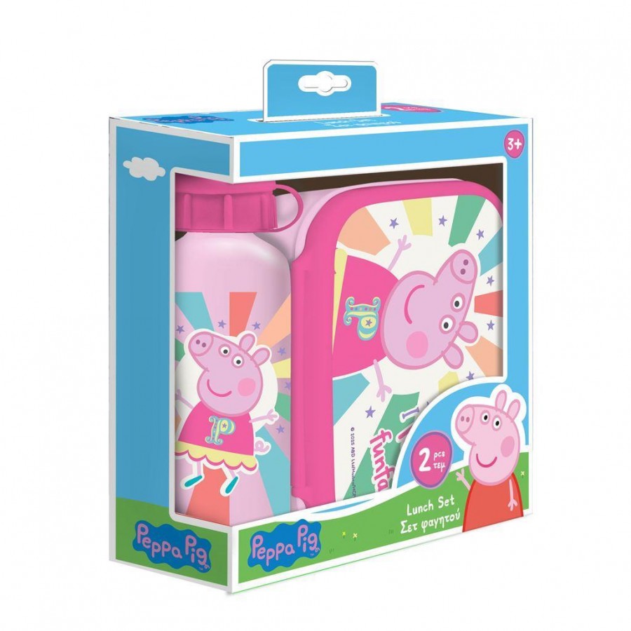 Must Σετ Φαγητού Peppa Pig περιέχει 1 φαγητοδοχείο και 1 παγούρι αλουμινίου (000482830)