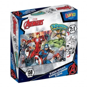 Luna Toys Παζλ Lenticular Avengers Luna Toys 2 σε 1 Χρωματισμού 2 όψεων με 3D Effect  (000506191)