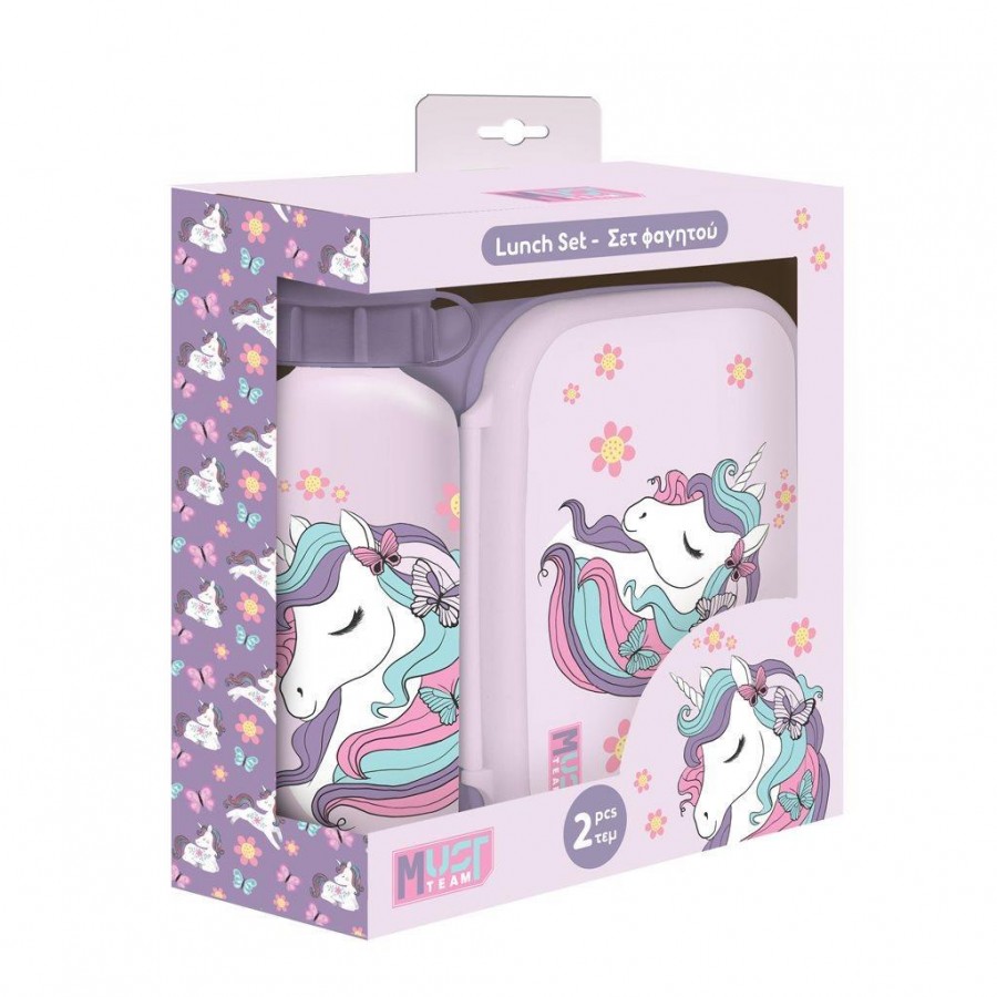 Must Σετ Φαγητού Lovely Unicorn περιέχει 1 φαγητοδοχείο και 1 παγούρι αλουμινίου (000586459)