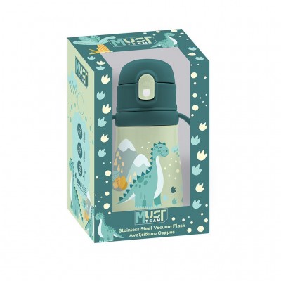 Must Παγούρι Θερμός Ανοξείδωτο 350 ml με καλαμάκι Δεινοσαυράκι (000587465)