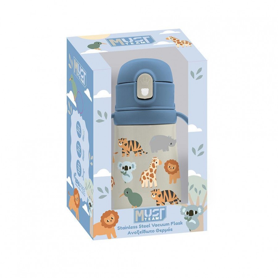 Must Παγούρι Θερμός Ανοξείδωτο 350 ml με καλαμάκι Ζωάκια (000587467)