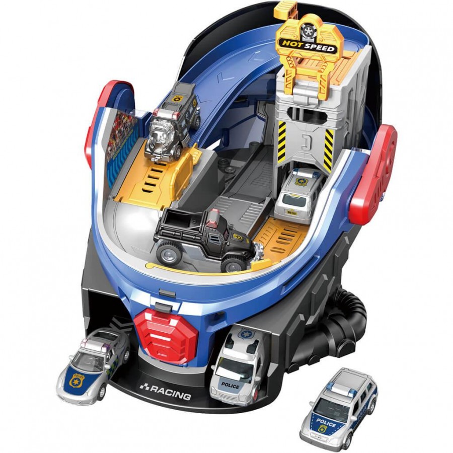 Luna Toys Πάρκινγκ Κράνος Μπλε με 2 μεταλλικά αυτοκινητάκια με φως & ήχο (000623128)