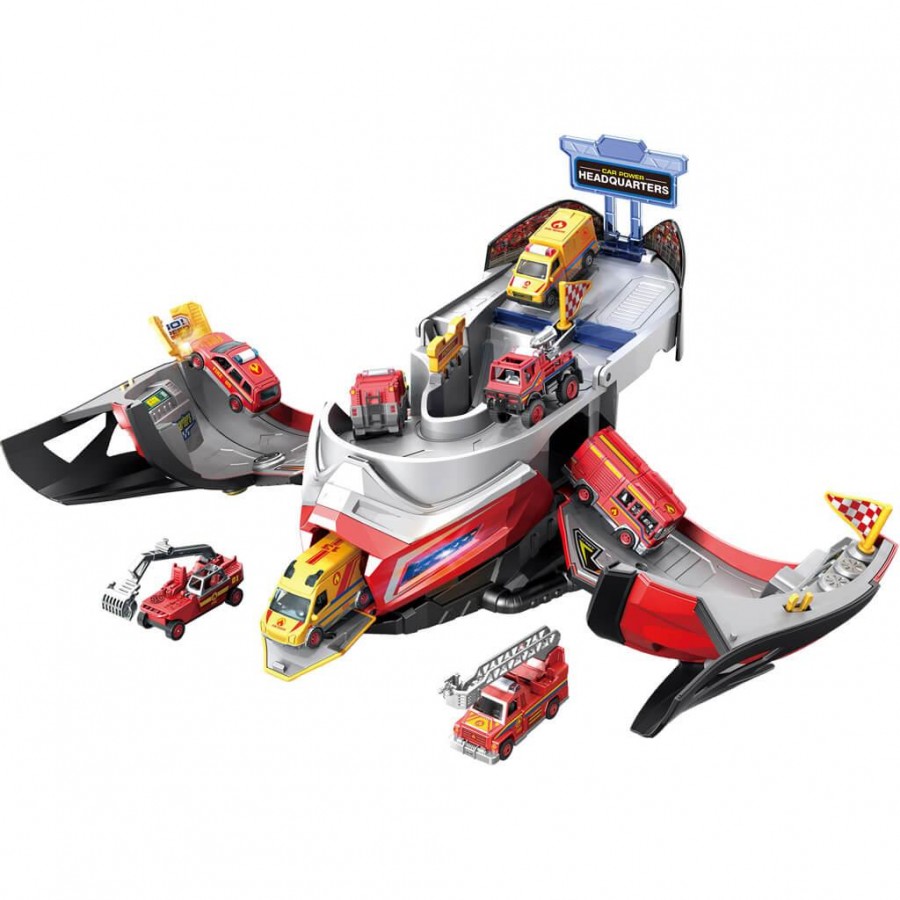 Luna Toys Πάρκινγκ Κράνος Κόκκινο 25Χ20Χ28CM με 2 μεταλλικά αυτοκινητάκια με φως & ήχο (000623129)